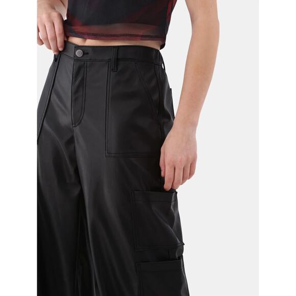 No Boundaries Womens Wide Leg Cargo Pants Black Mid Rise 31” Inseam Size XL - Picture 5 of 8